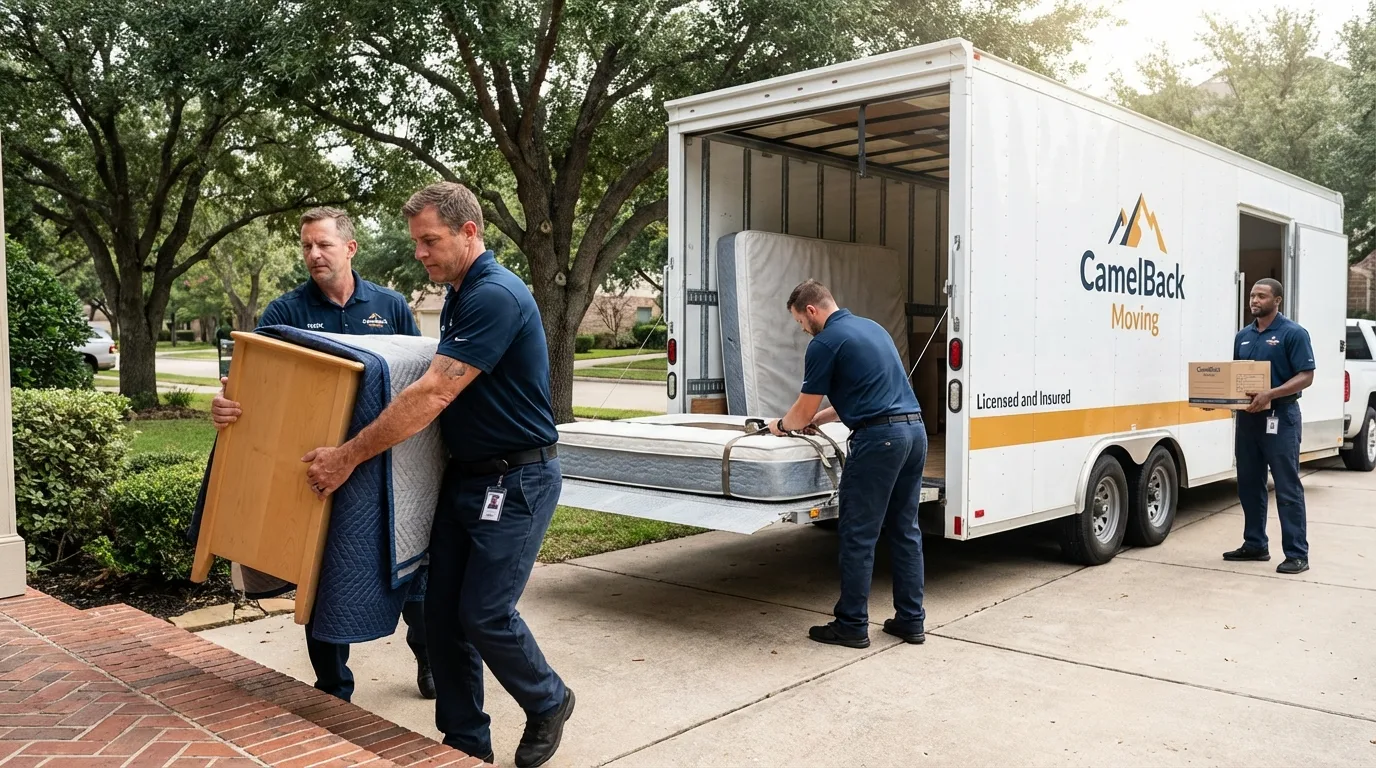 Crew loading residential truck for cross-state move from Louisville, OH